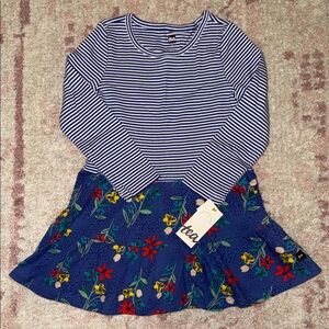 Tea Collection Blue Striped Floral Dress - Size 3 NWT